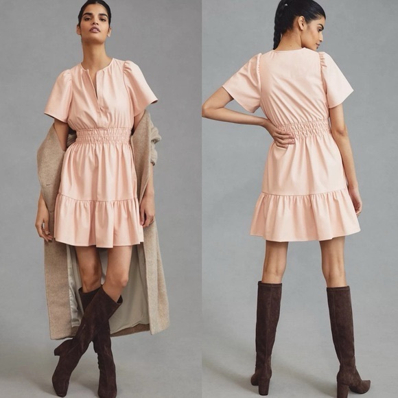 ANTHROPOLOGIE Somerset Mini Dress Faux Leather Edition - Picture 6 of 13